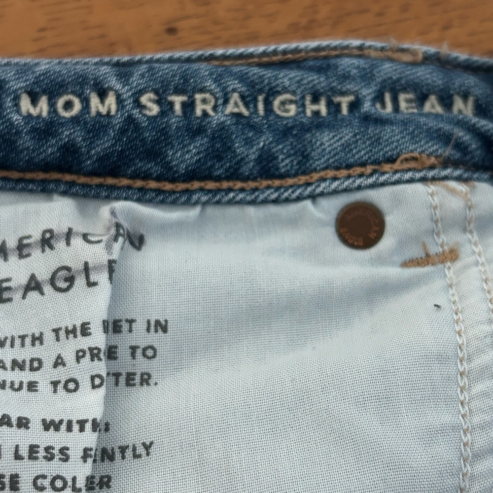 American Eagle Mom Ripped Straight Jeans Blue Size 16 - Picture 8 of 15